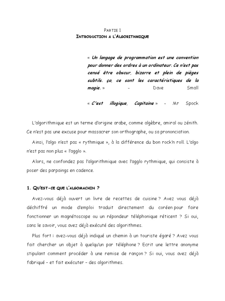 ALGORITHMIQUE | PDF | Programme informatique | Programmation