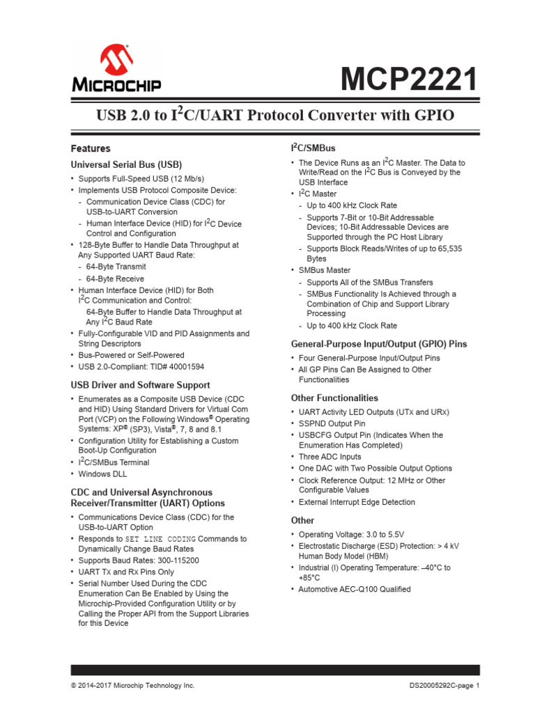 MCP2221 Datasheet | PDF | Usb | Flash Memory