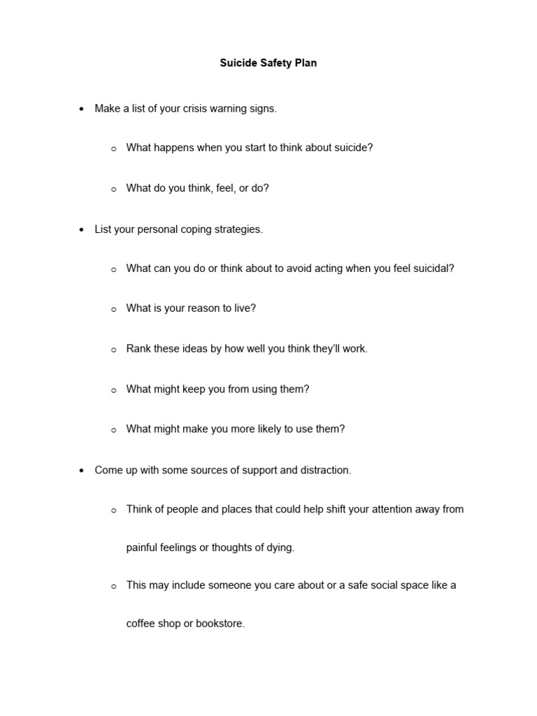 Suicide Safety Plan Guide | PDF
