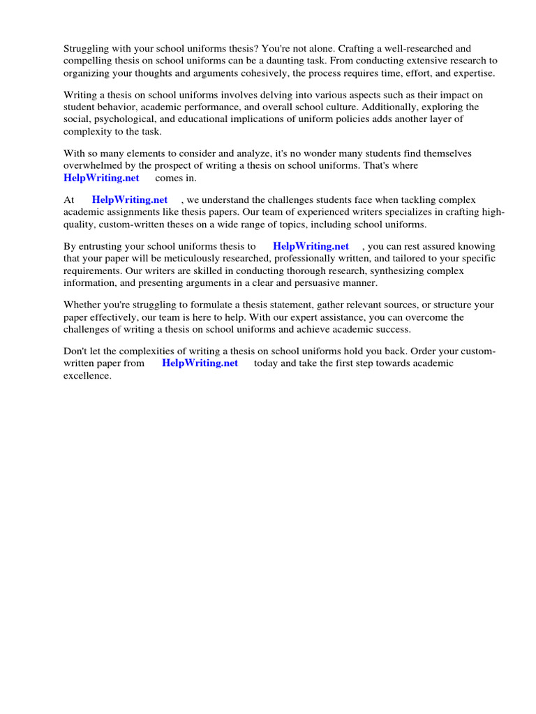 School Uniforms Thesis Statement PDF Essays Thesis