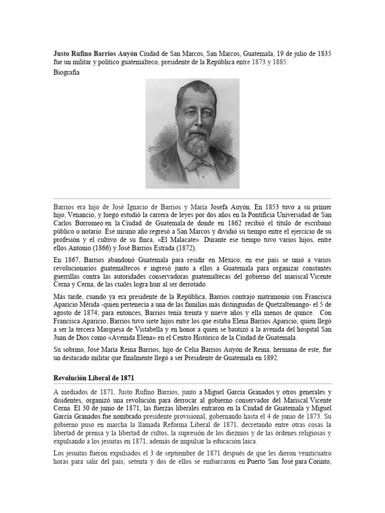Justo Rufino Barrios Auyón PDF Guatemala