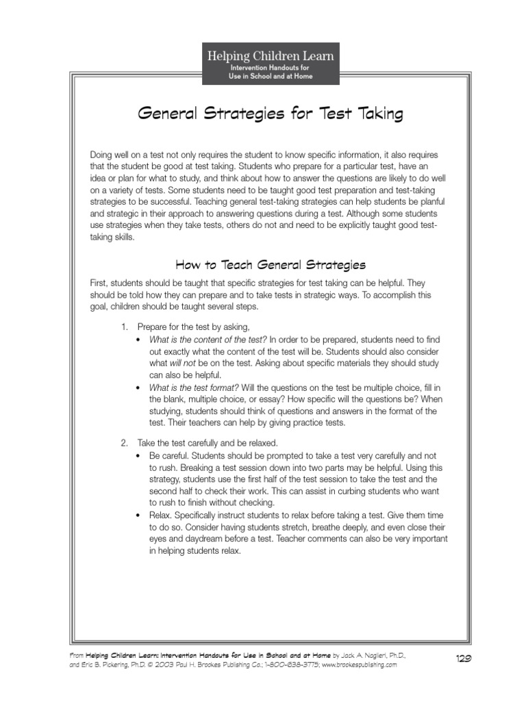 Test-Taking Strategies for Students | PDF | Multiple Choice | Teaching