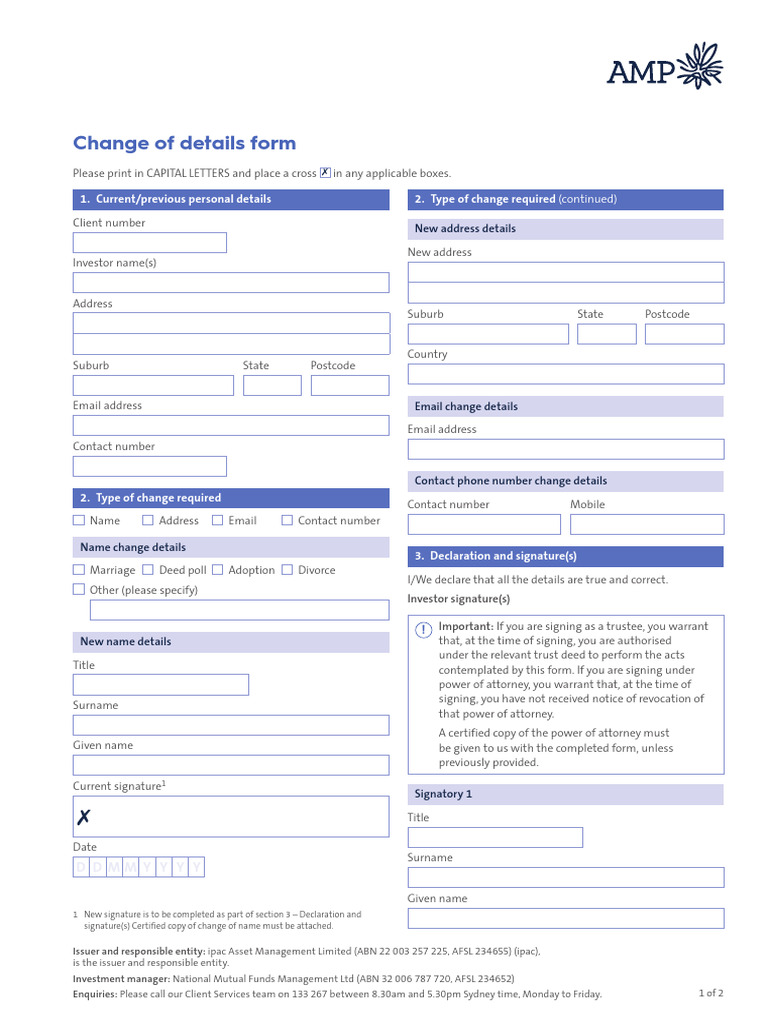 Change of Personal Details Form MAG 0722 | PDF | Private Law | Business