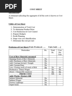 Cost Sheet