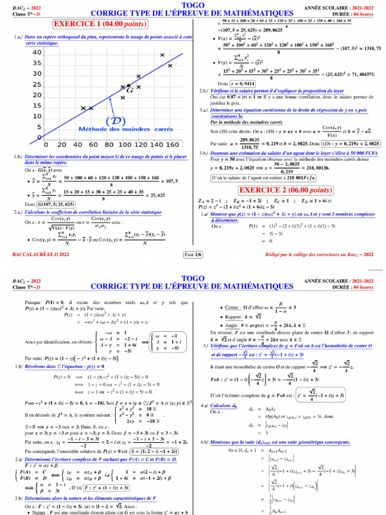 Corrigé Bac2 D 2022 Math | PDF