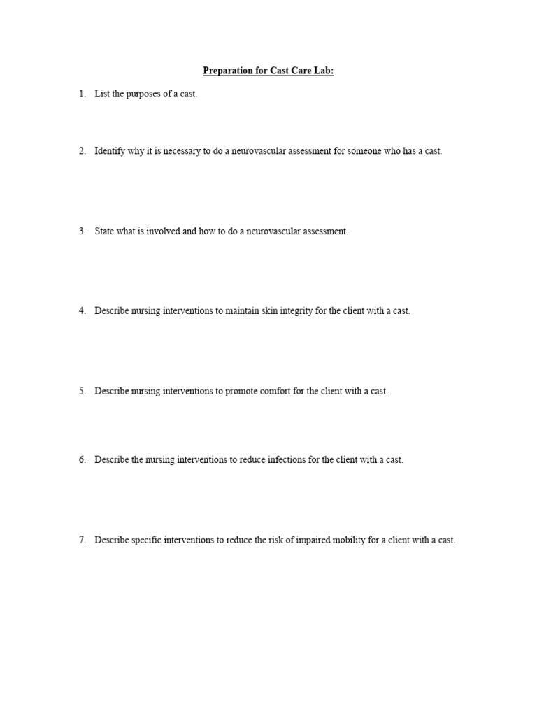 Cast Care Questions | PDF | Career & Growth | Wellness