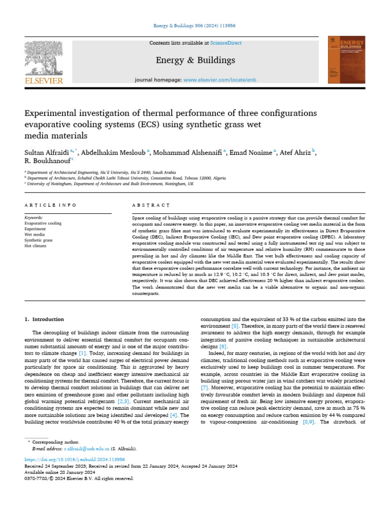 Thermal Performance of Evaporative Cooling Systems | PDF | Humidity ...