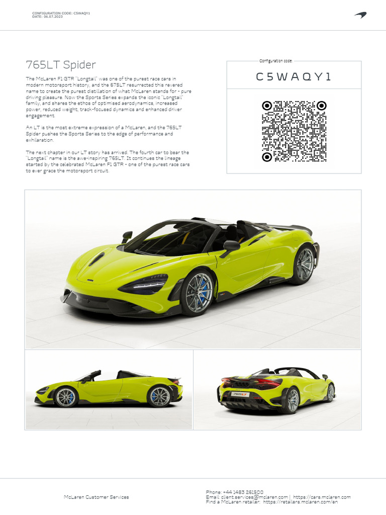 Mclaren 765lt spider order c5waqy1 summary 2023 06 07 pdf coupes