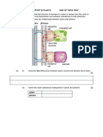 Transport in Plants End of Topic Test