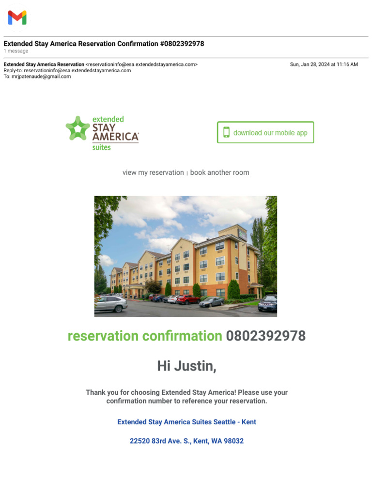 Gmail Extended Stay America Reservation Confirmation 0802272506 PDF Taxes Economies