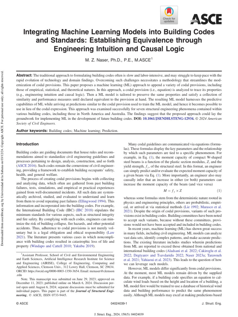 Naser 2024 Integrating Machine Learning Models Into Building Codes and ...