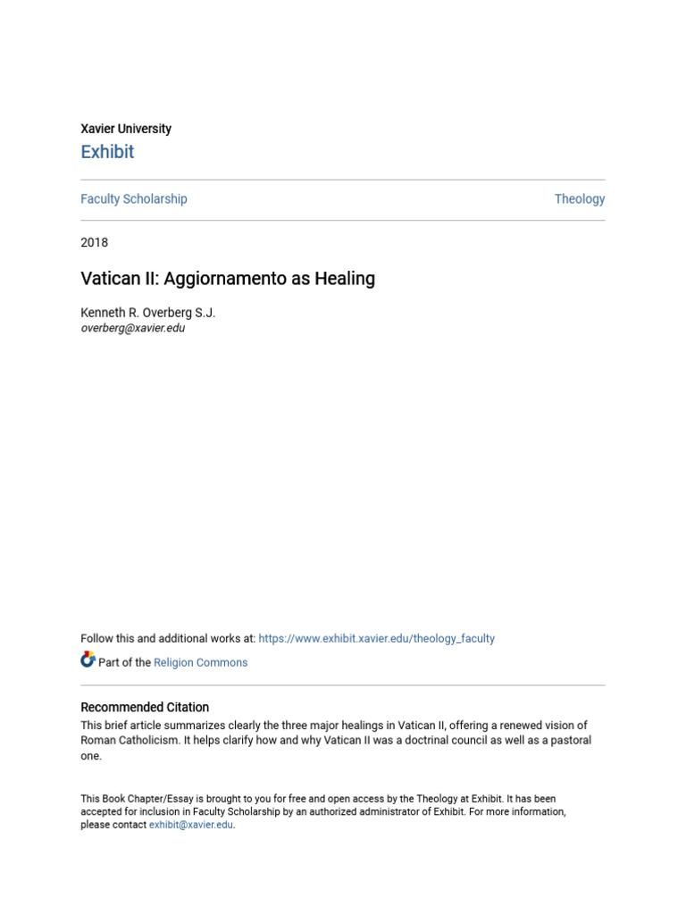 Vatican Ii Aggiornamento As Healing Pdf Second Vatican Council