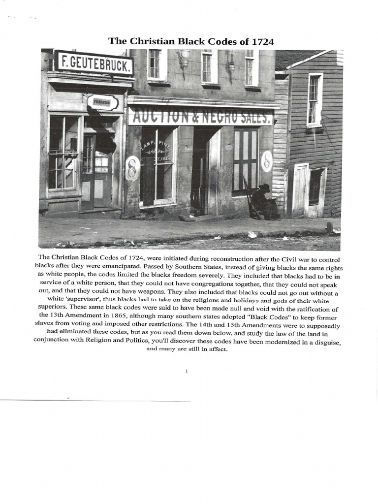 The Christian Black Codes of 1724 | PDF