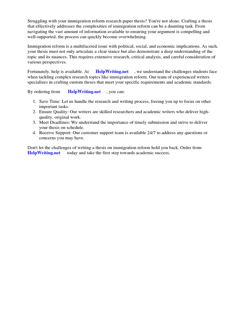 Immigration Reform Research Paper Thesis | PDF | Immigration | Illegal ...