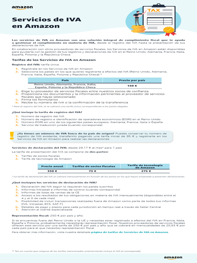VAT Services On Amazon Rate Card Flyer ES 1 PDF Business Economias