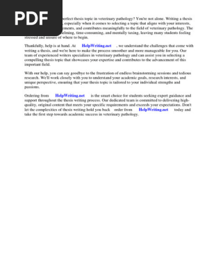 Thesis Topics in Veterinary Pathology