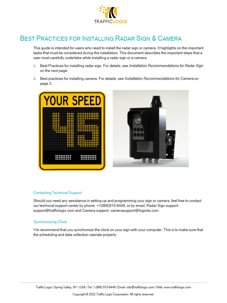 Best Practices For Installing Radar Sign and Camera v1.0 | PDF | Road ...