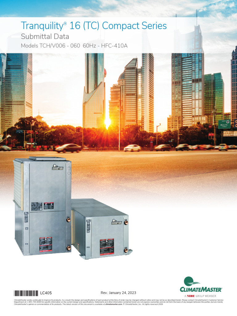 Lc405 Climatemaster 5ton Water Source Heat Pump Submittal Set | PDF ...