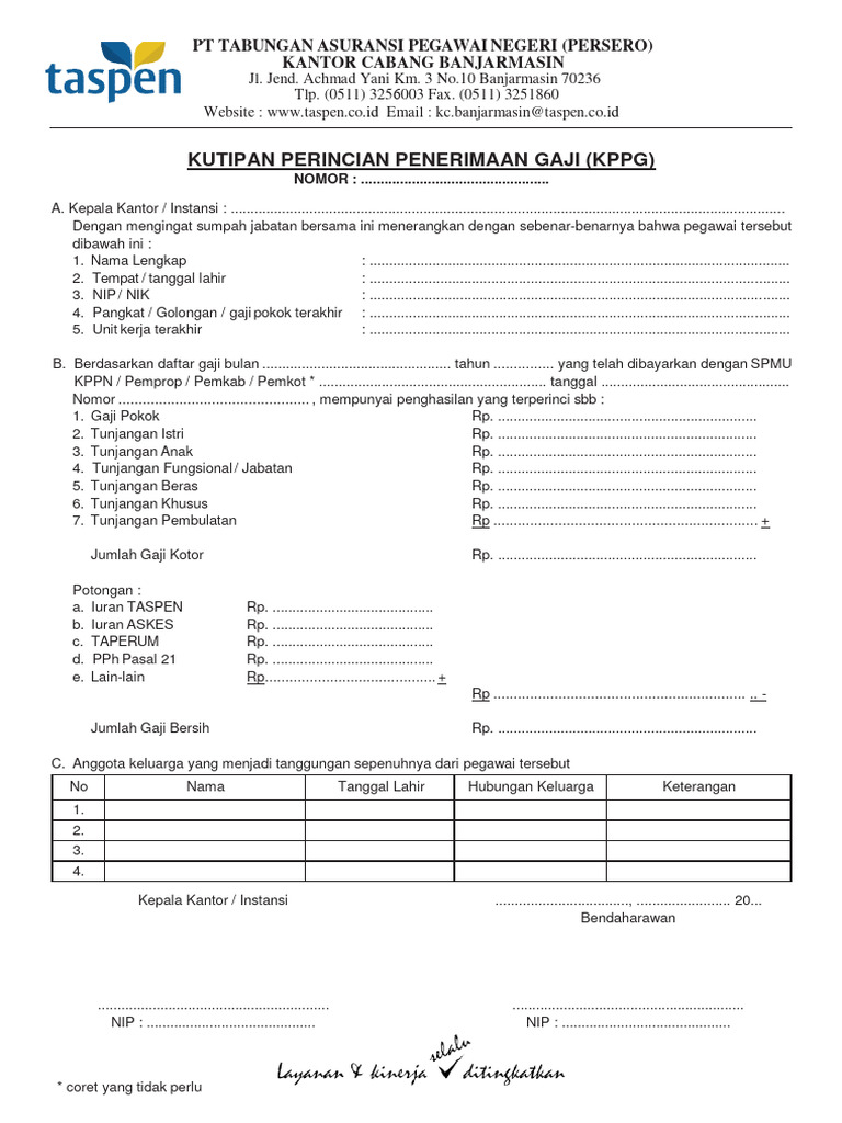Panduan KPPG Taspen dan Pengisiannya | PDF | Karier & Perkembangan