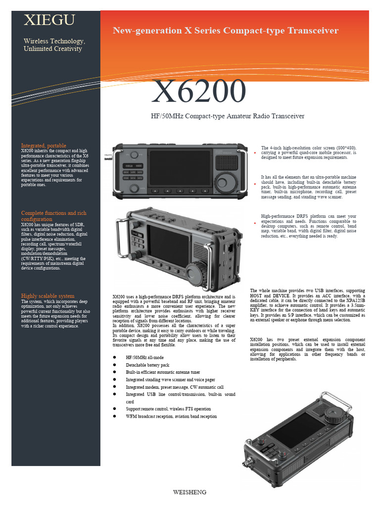 X6200 Data Sheet EN 8951 PDF Frequency Modulation Antenna (Radio)