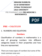Prepharm and Premed 1 Maths