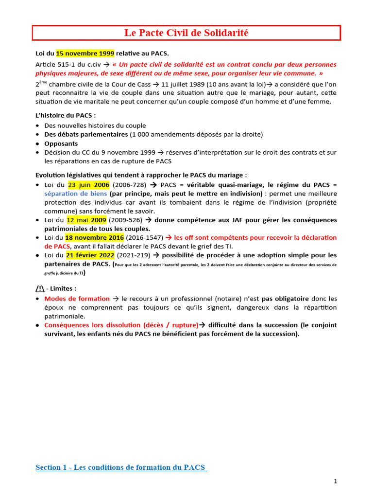 Comprendre le Pacte Civil de Solidarité | PDF | Justice | Crime et violence