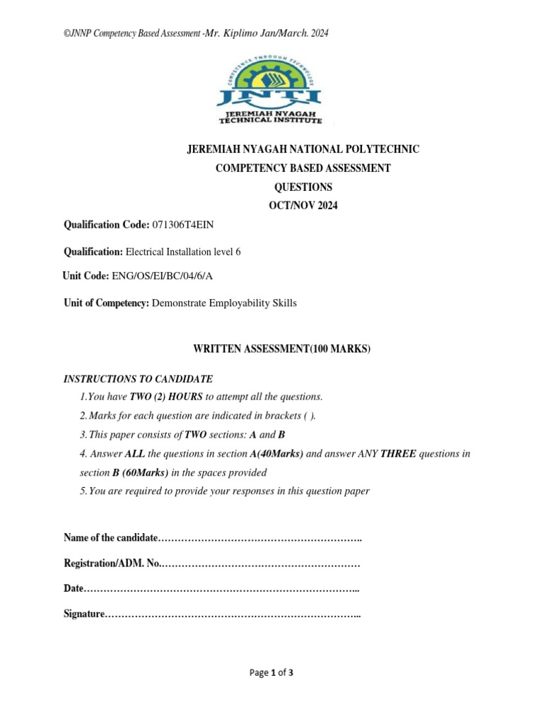 Level 6 Employability Skills Assessment | PDF