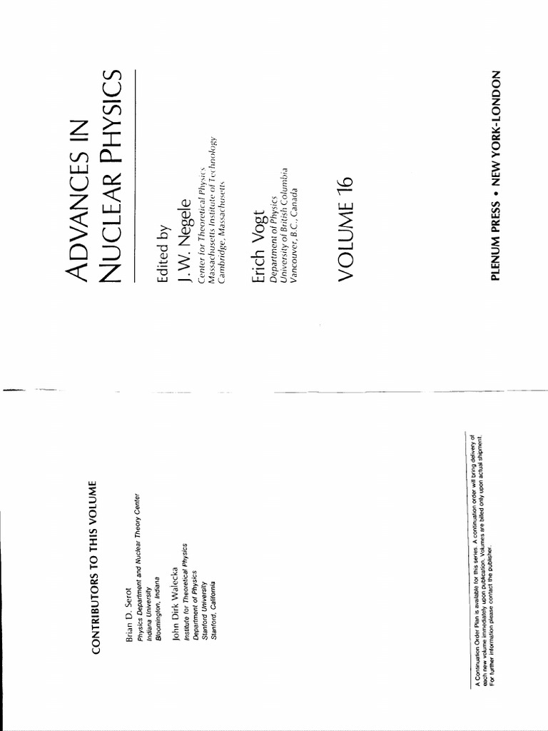Serot Walecka Relativistic Nuclear Many Body Problem | PDF