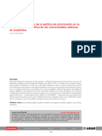 Expansión Reciente de La Política de Priorización en La Investigación Científica de Las Universidades Públicas de Argentina