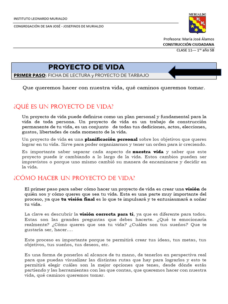 Guía para Crear un Proyecto de Vida | PDF | Crecimiento personal y ...