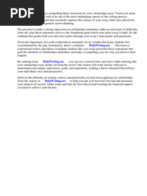 Scholarship Essay Thesis Statement Examples