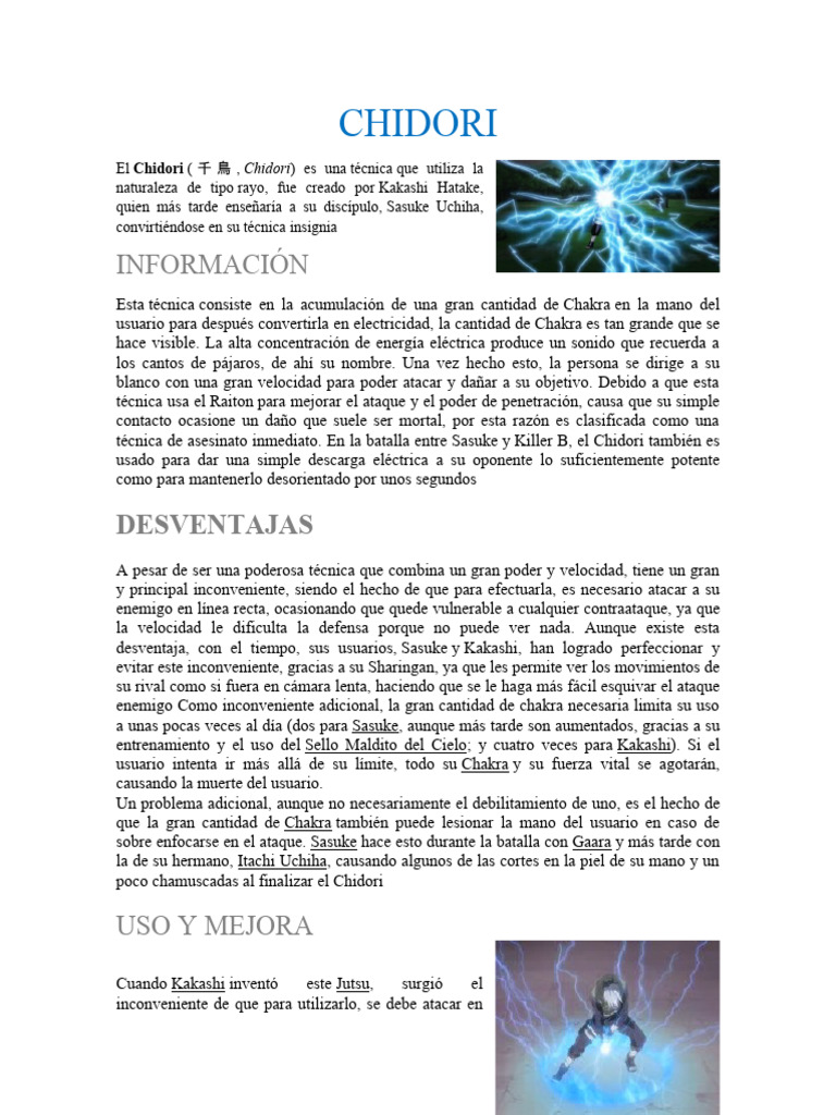 Chidori: Técnica de Rayo de Kakashi | PDF | Religión y espiritualidad