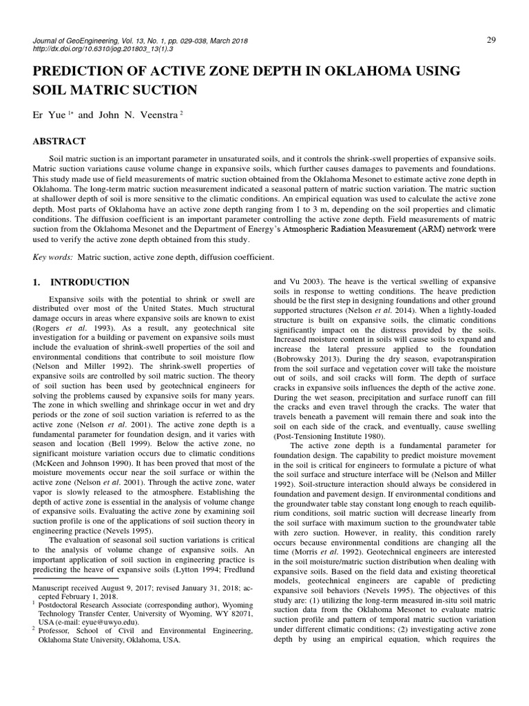 Active Zone Depth Prediction in Oklahoma | PDF | Soil | Geotechnical ...
