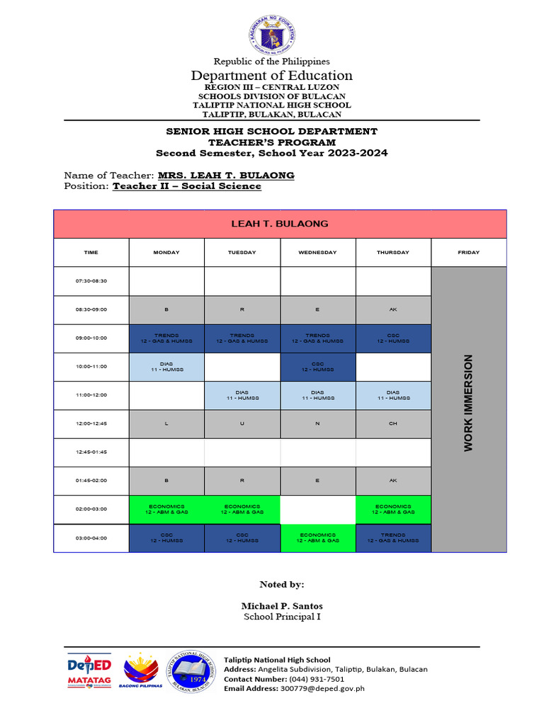 English Second Semester Syllabus