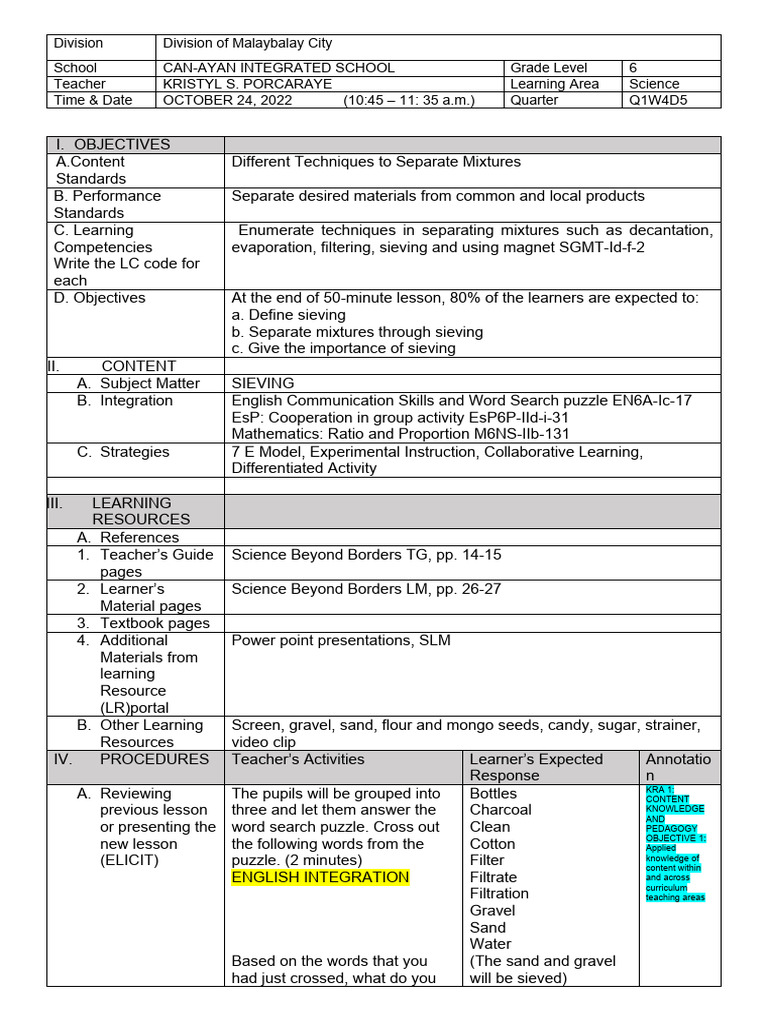 Techniques for Separating Mixtures | PDF | Learning | Curriculum