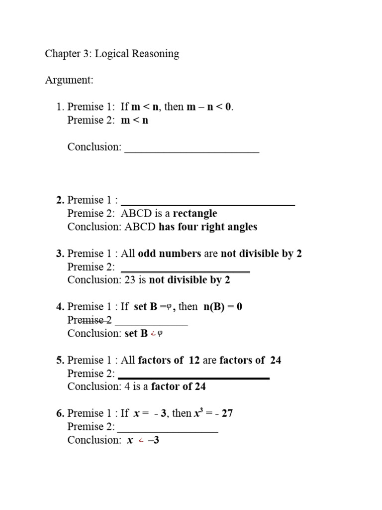 Logical Reasoning Exercises and Conclusions | PDF | Argument | Logical ...
