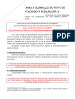 ORIENTAÇÕES PARA A ELABORAÇÃO DO TEXTO DE APRESENTAÇÃO DO PESQUISADOR - Adaptado