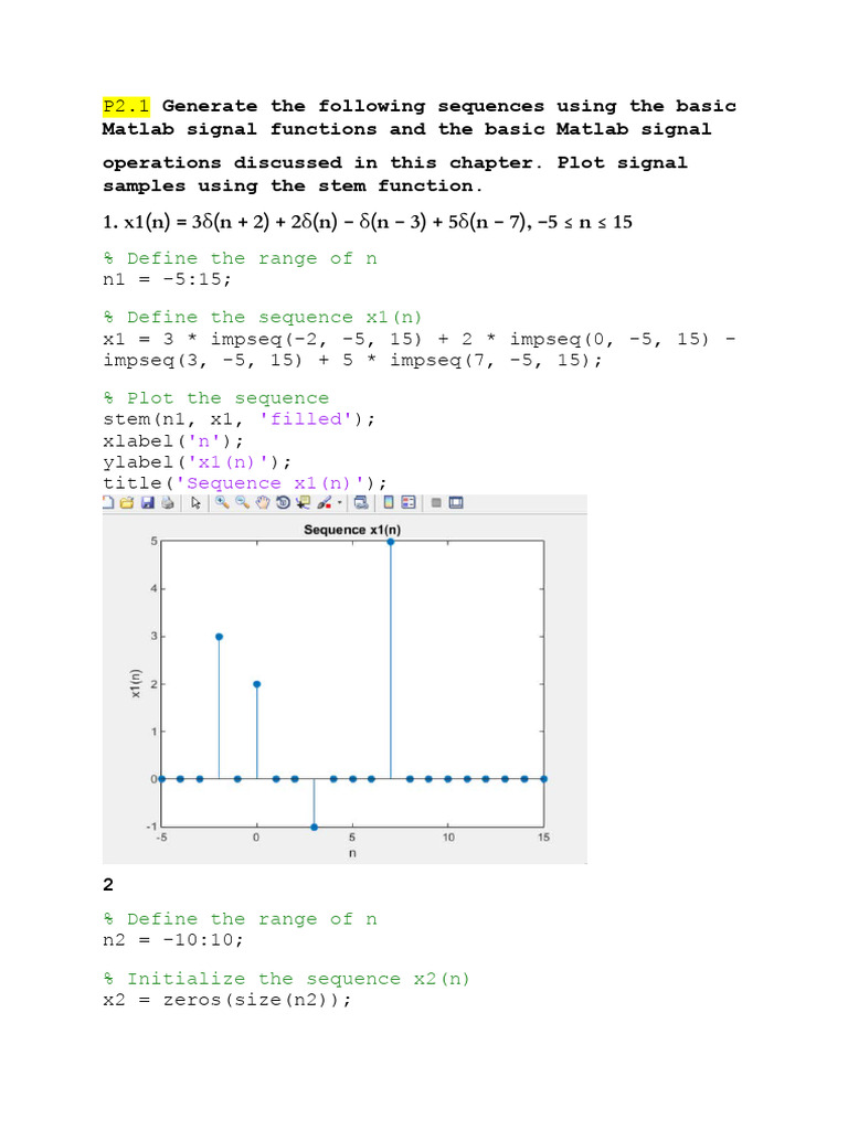 MATLAB Signal Sequence Generation Guide | PDF | Mathematics ...