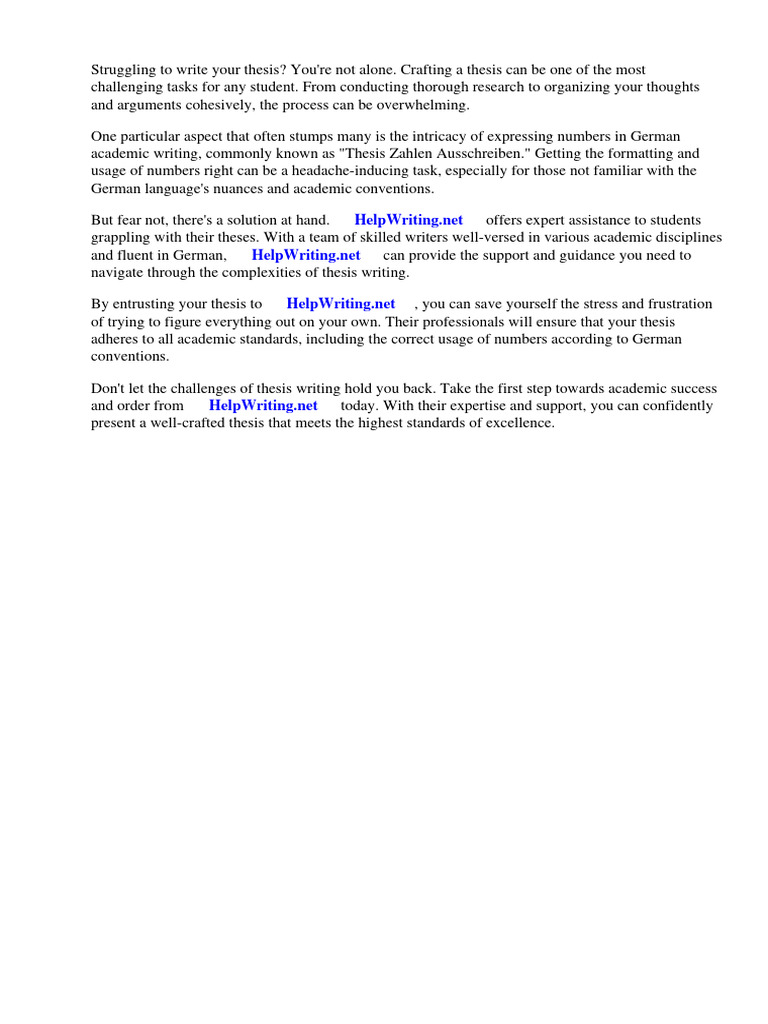 Thesis Zahlen Ausschreiben PDF