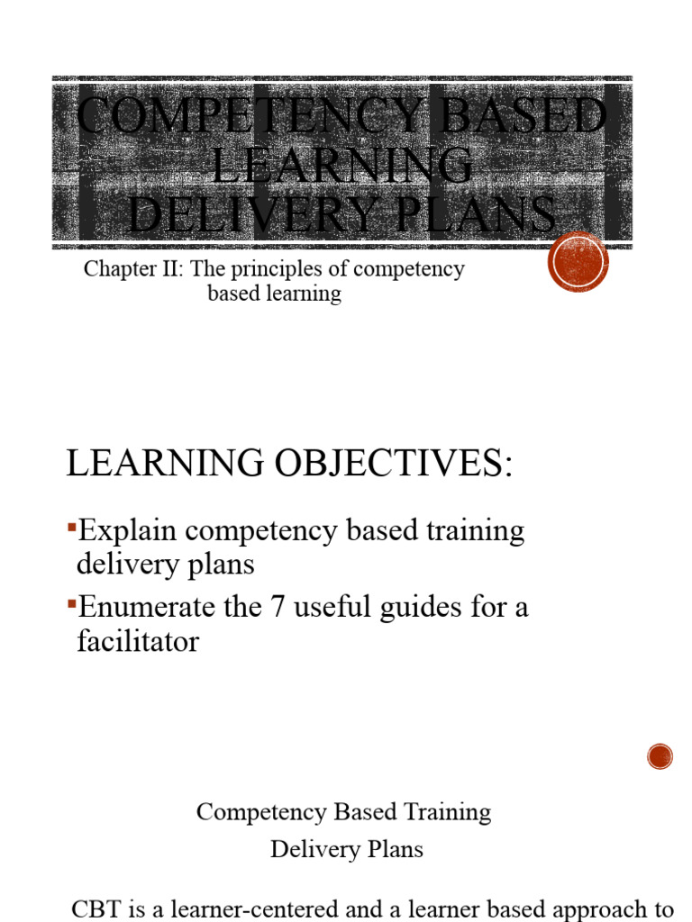 Competency-Based Training Delivery Guide | PDF | Learning | Facilitator