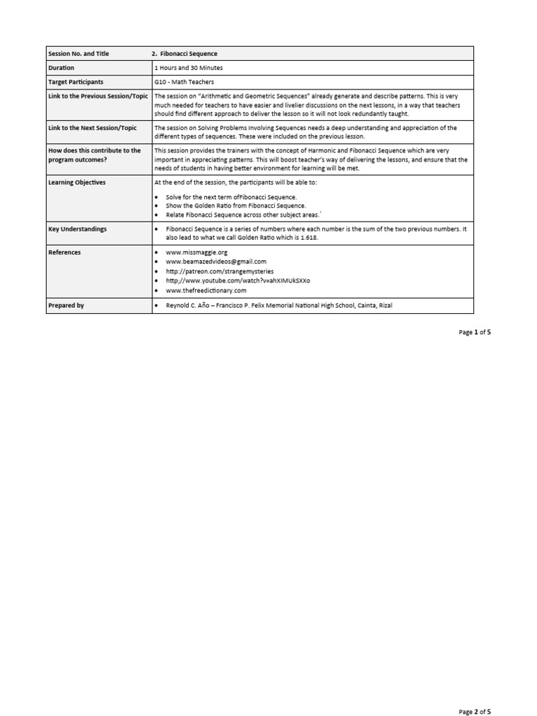 Sle on fibonacci sequence 2 0 download free pdf mathematics