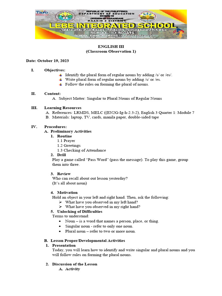 Grade 3 Plural Nouns Lesson | PDF | Plural | Noun
