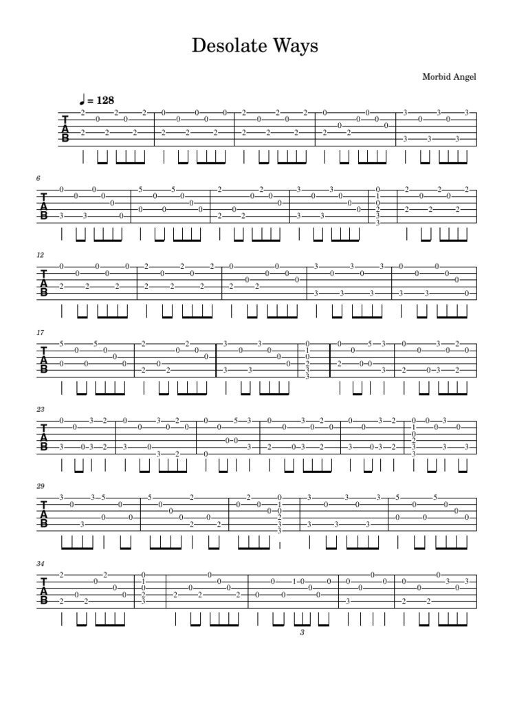 Morbid Angel: Desolate Ways Tabs | PDF