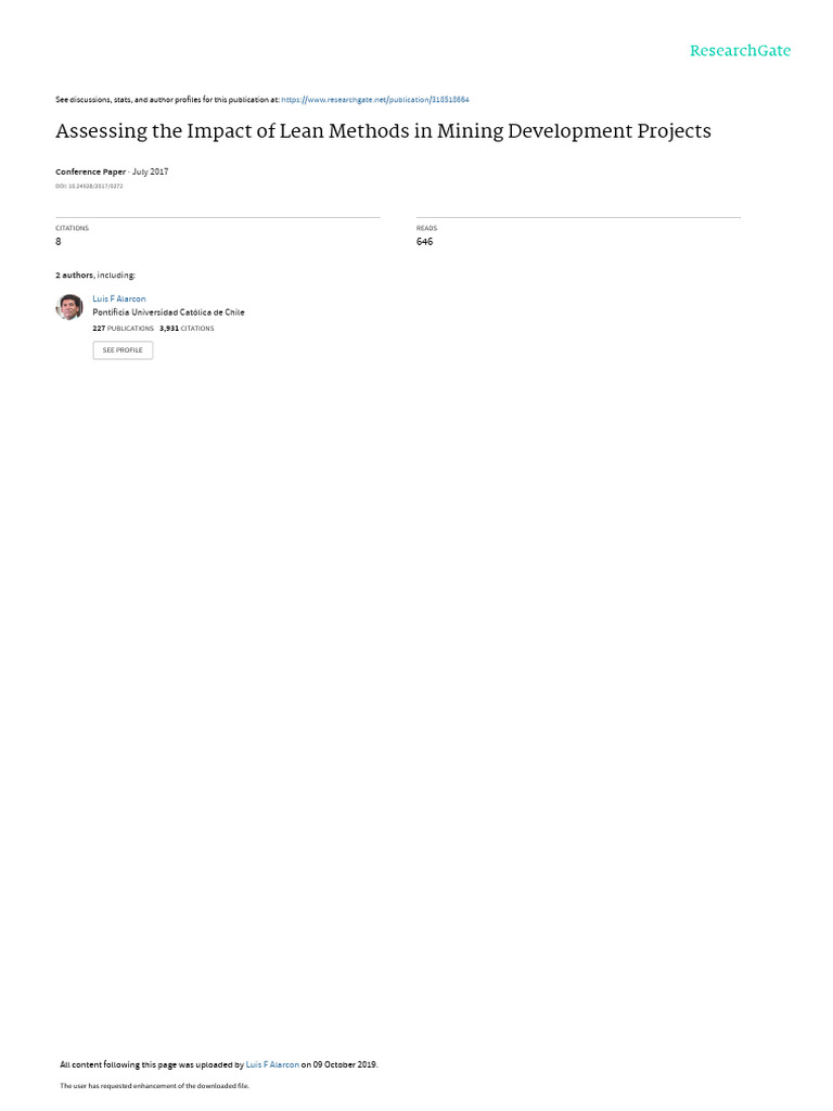 Assessing The Impact Of Lean Methods In Mining Dev Pdf Statistics