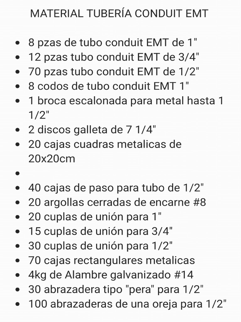 Material Tubería Conduit EMT PDF