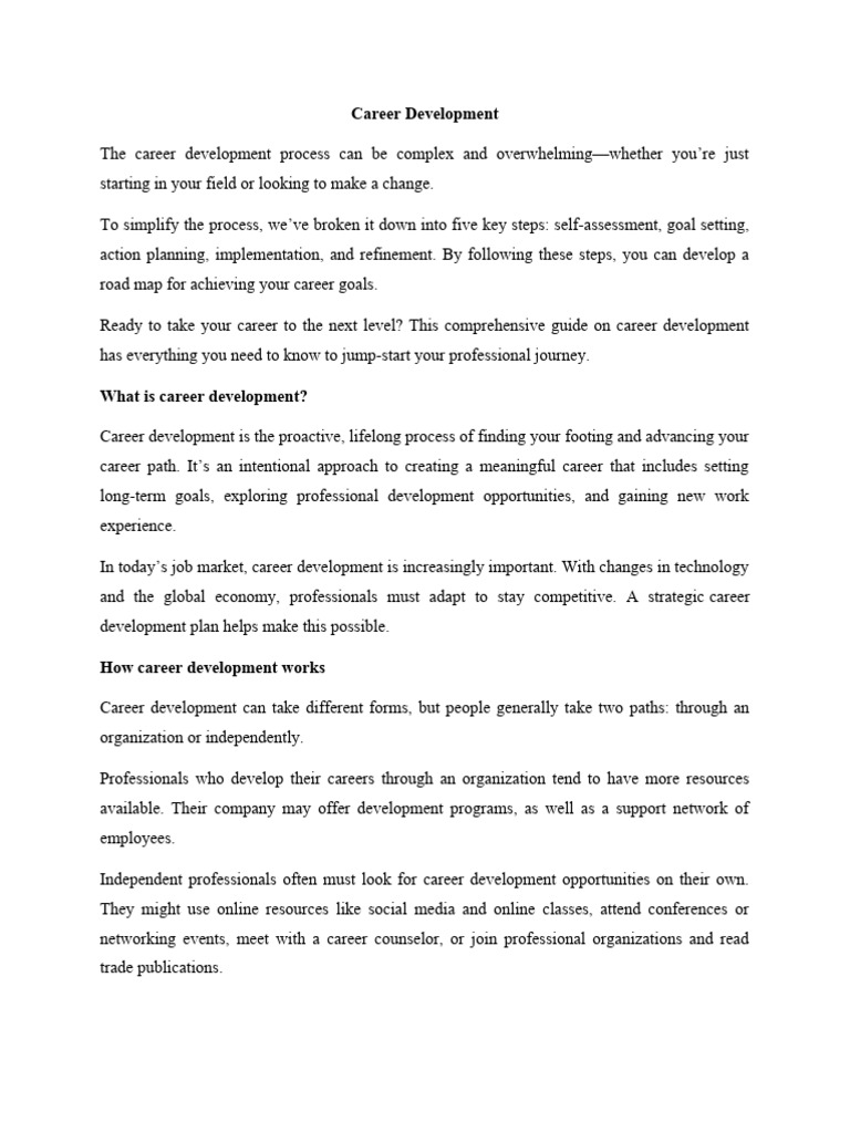 CAREER DEVELOPMENT REVIEW EXAMPLES intelligence overview