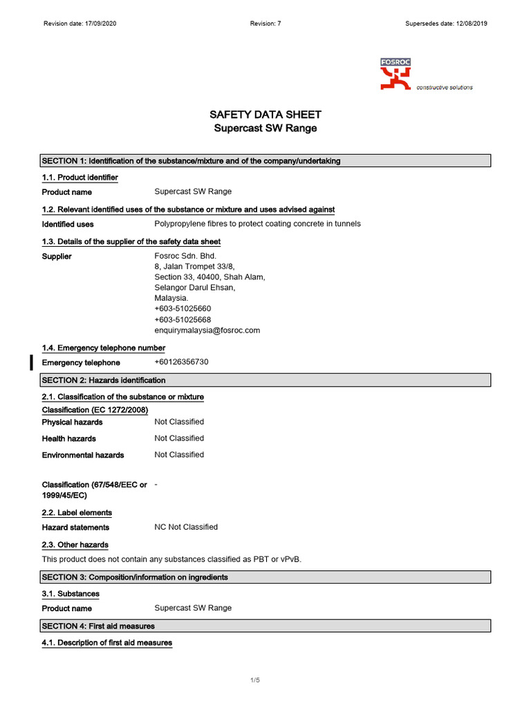 Msds supercast sw10 sds22892 44 download free pdf dangerous