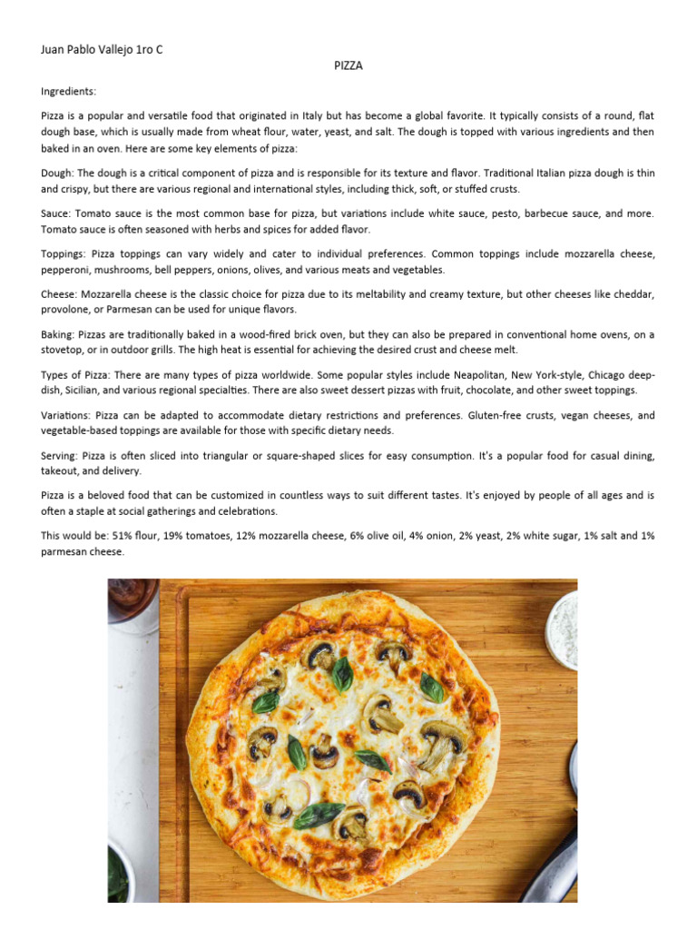 Essential Pizza Ingredients and Types | PDF