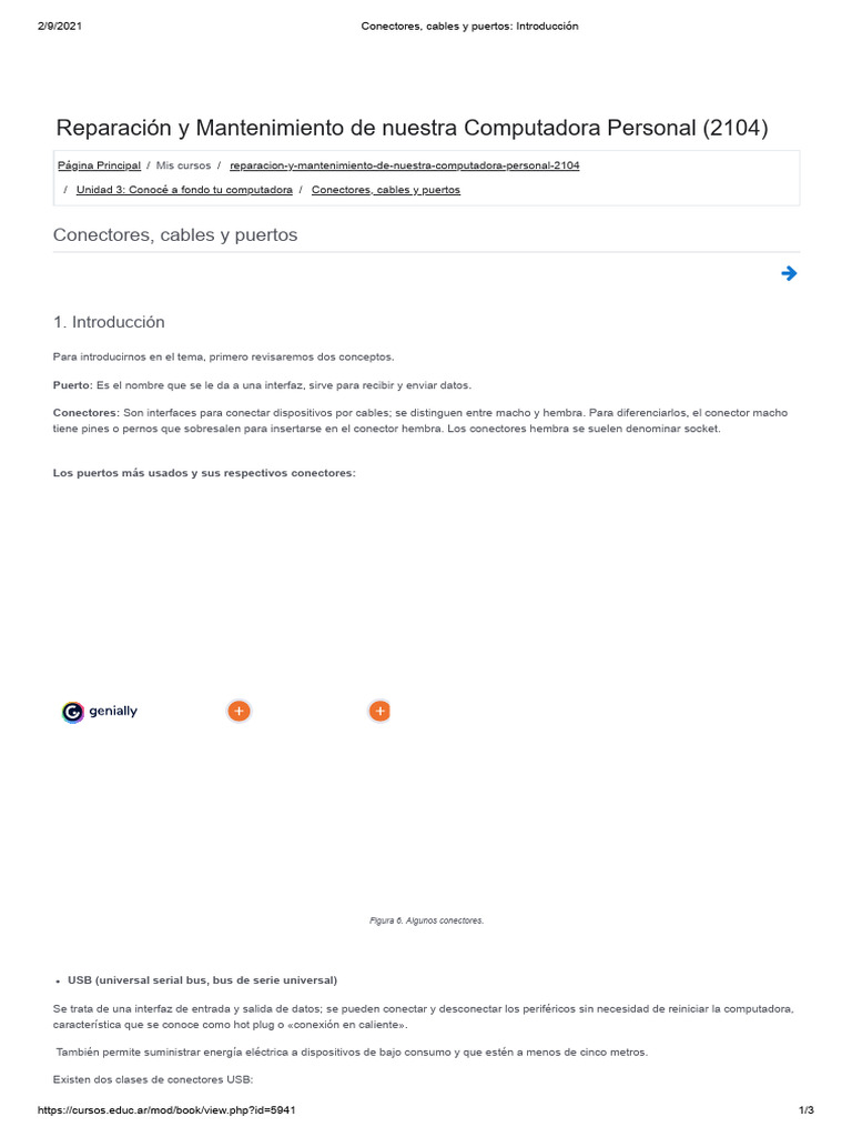 UNIDAD III - Conectores, Cables y Puertos - Introducción | PDF | USB | Hdmi 