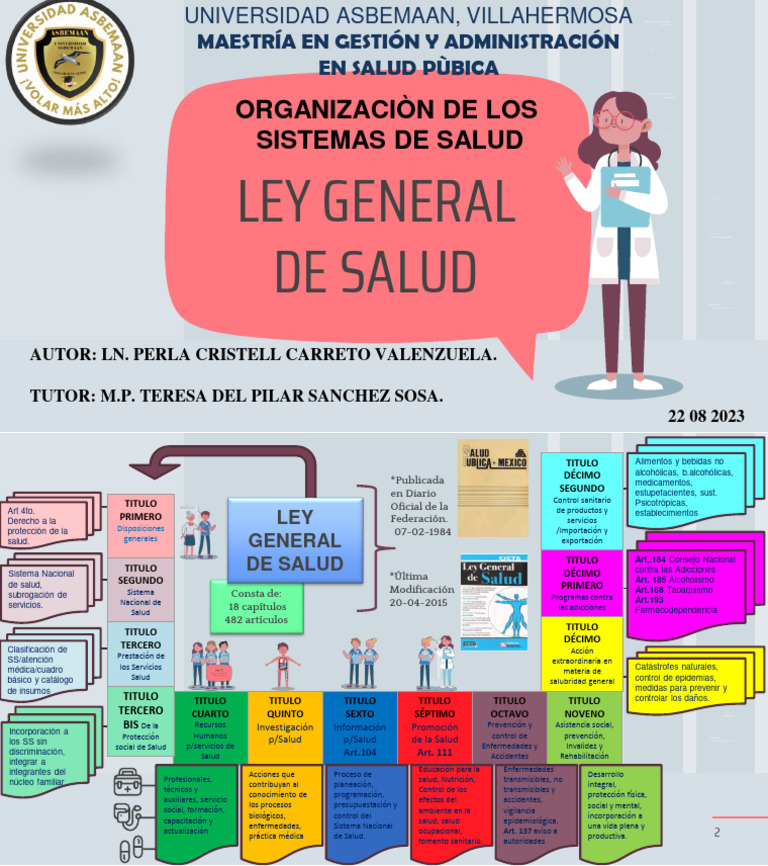 Estructura de la Ley General de Salud PDF Trabajo Social Cuidado